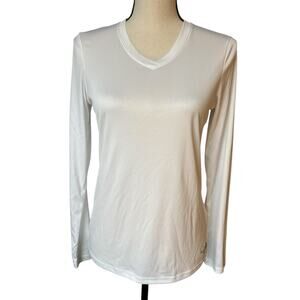 The North Face Women's Medium White Long Sleeve V-Neck Shirt Top Activewear
